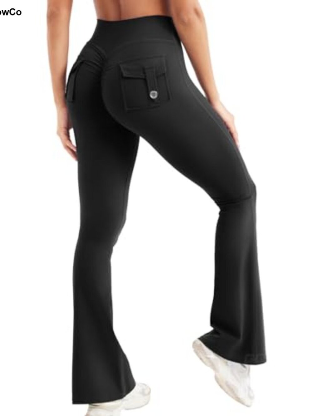Flare Leggings with Pockets High Waist Yoga Gym Wide Leg Pants